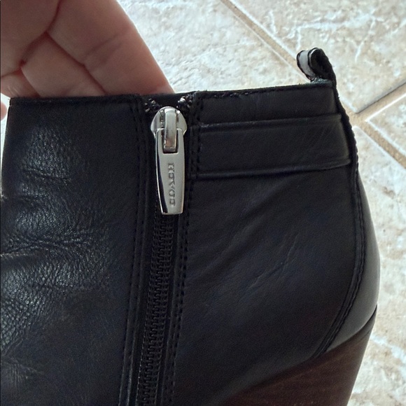 Coach Hewes Black Leather Block Heel Ankle Bootie - Picture 5 of 11